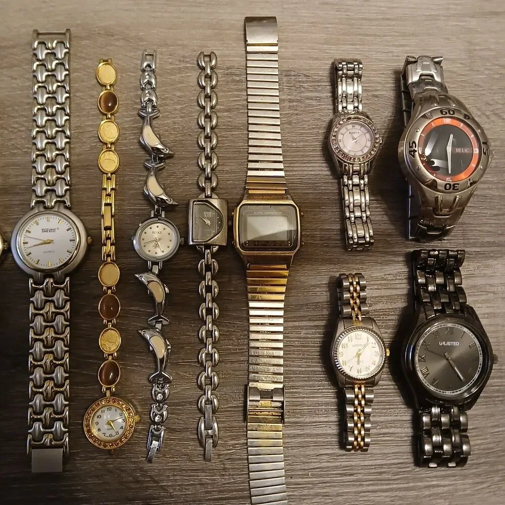 Lot 35+ Watches Parts/Repair ALL Metal Timex Casio Nine West Relic Armitron